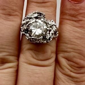 925 Rhinestone Sterling Silver 925 Cocktail Ring Size 7.5